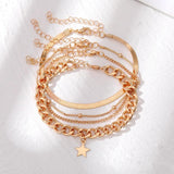 Bohemia Multi-layer Ankle Bracelet Set For Women Star Pendant Chain Leg Jewelry