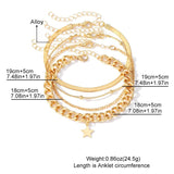 Bohemia Multi-layer Ankle Bracelet Set For Women Star Pendant Chain Leg Jewelry
