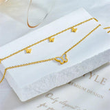 Stainless Steel Butterfly Anklets 2-Layer for Women - Non-fading Jewelry