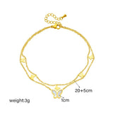 Stainless Steel Butterfly Anklets 2-Layer for Women - Non-fading Jewelry