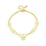 Stainless Steel Butterfly Anklets 2-Layer for Women - Non-fading Jewelry