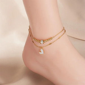 316L Heart Love Anklet for Women - Non-fading Stainless Steel Ankle Chain