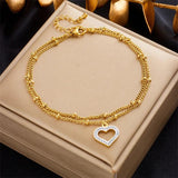 316L Stainless Steel Heart Love Charm Anklets Waterproof Jewelry
