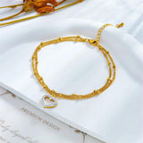 316L Stainless Steel Heart Love Charm Anklets Waterproof Jewelry