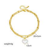 316L Stainless Steel Heart Love Charm Anklets Waterproof Jewelry