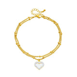 316L Stainless Steel Heart Love Charm Anklets Waterproof Jewelry