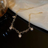 Cubic Zirconia Heart Pendent Anklet Chain for Girls