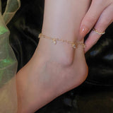 Cubic Zirconia Heart Pendent Anklet Chain for Girls