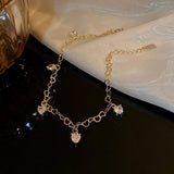 Cubic Zirconia Heart Pendent Anklet Chain for Girls