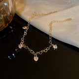 Cubic Zirconia Heart Pendent Anklet Chain for Girls