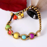 Bohemia Brass Anklet Charms Jingle Bell Beach Ankle Stone Beads Foot Jewelry