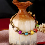 Bohemia Brass Anklet Charms Jingle Bell Beach Ankle Stone Beads Foot Jewelry