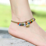 Vintage Elephant Glass Bead Anklet for Women