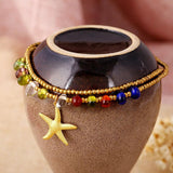 Vintage Elephant Glass Bead Anklet for Women