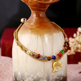 Vintage Elephant Glass Bead Anklet for Women