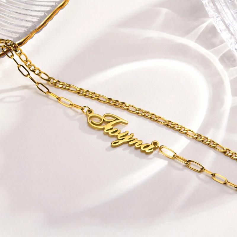 Personalized Name Anklet Bracelet for Women, Stainless Steel