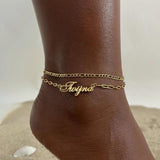 Personalized Name Anklet Bracelet for Women, Stainless Steel