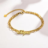 Personalized Name Anklet Bracelet for Women, Stainless Steel
