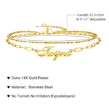 Personalized Name Anklet Bracelet for Women, Stainless Steel