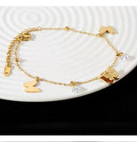 316L Stainless Steel Butterfly Anklet Zircon Bracelet Women Party Jewelry