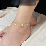 316L Stainless Steel Butterfly Anklet Zircon Bracelet Women Party Jewelry