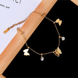 316L Stainless Steel Butterfly Anklet Zircon Bracelet Women Party Jewelry