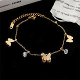 316L Stainless Steel Butterfly Anklet Zircon Bracelet Women Party Jewelry