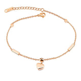 Heart & Cube Charm Anklets Rose Stainless Steel Foot Bracelet