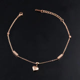 Heart & Cube Charm Anklets Rose Stainless Steel Foot Bracelet