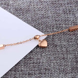 Heart & Cube Charm Anklets Rose Stainless Steel Foot Bracelet