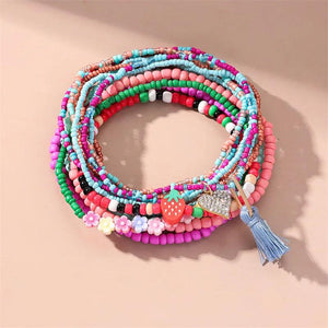 Colorful Beaded Anklets for Women Summer Beach Tassel Leg Jewelry