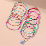 Colorful Beaded Anklets for Women Summer Beach Tassel Leg Jewelry