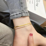 Two-layer Snake Chain Anklet Stainless Steel Beach Bracelet