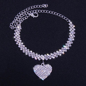 RAKOL Rhinestone Love Pendant Anklet