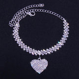 RAKOL Rhinestone Love Pendant Anklet
