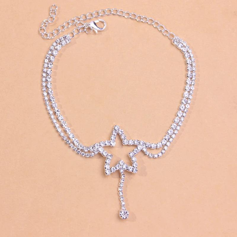 RAKOL Star Double Layer Zircon Anklet for Women