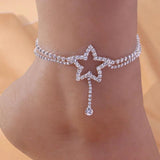 RAKOL Star Double Layer Zircon Anklet for Women