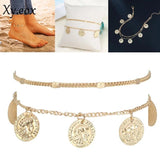 Coin Charm Anklet Double Layer Chain Foot Jewelry Women