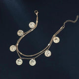 Coin Charm Anklet Double Layer Chain Foot Jewelry Women