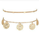 Coin Charm Anklet Double Layer Chain Foot Jewelry Women