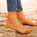 Coin Charm Anklet Double Layer Chain Foot Jewelry Women