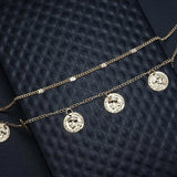 Coin Charm Anklet Double Layer Chain Foot Jewelry Women