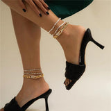 Bohemian Zircon Lock Bead Anklet Set