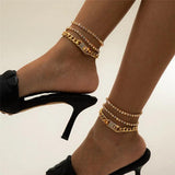 Bohemian Zircon Lock Bead Anklet Set