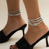 Bohemian Zircon Lock Bead Anklet Set