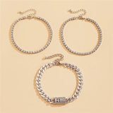 Bohemian Zircon Lock Bead Anklet Set