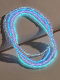 Colorful Beaded Anklet Set, 4pc Jewelry Gift