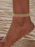 Colorful Beaded Anklet Set, 4pc Jewelry Gift
