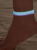 Colorful Beaded Anklet Set, 4pc Jewelry Gift