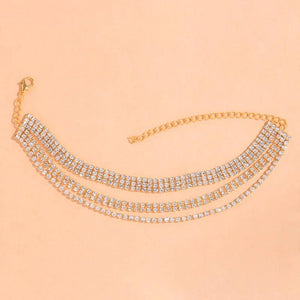 Stonefans Rhinestone Chain Anklet for Women Three Layered Anklet Bracelet